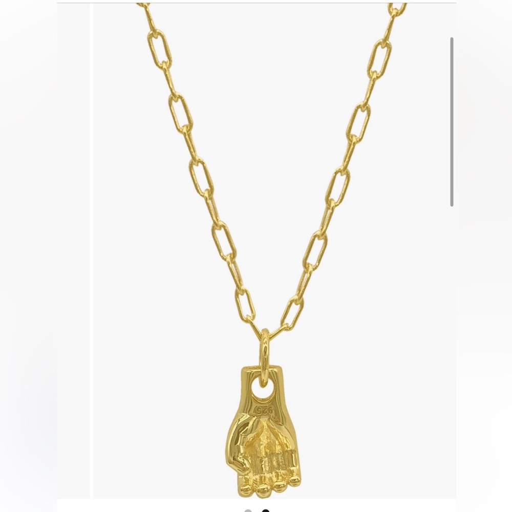 Adornia 14K Gold Vermeil Mighty Hand Pendant Necklace NWT